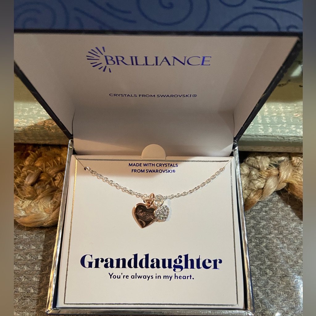 Silver Heart Granddaughter Necklace With Swarovski Crystals 25$